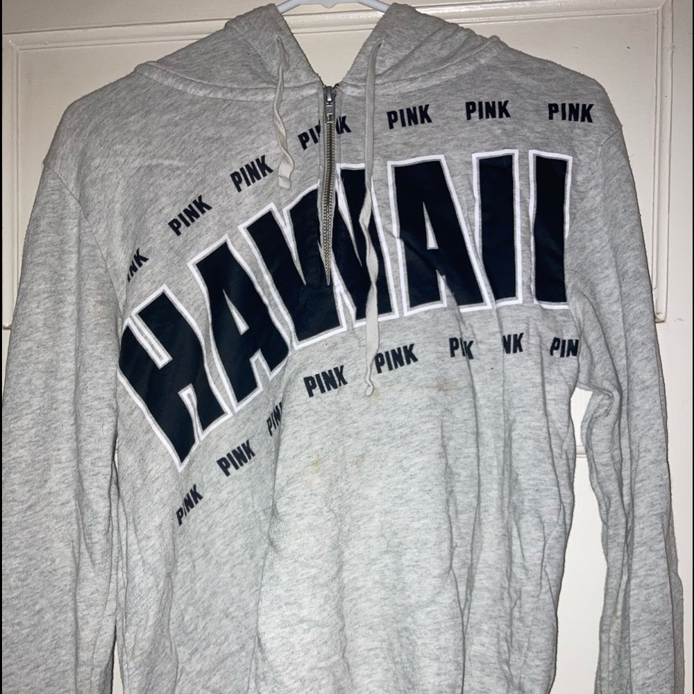 Victoria secret pull over zip front Hawaii sweater